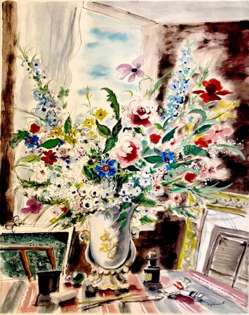 Lithografie Dignimont - Bouquet dans l'atelier