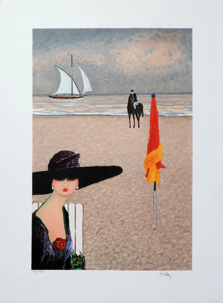 Lithografie Dilley - Elégante à Deauvill