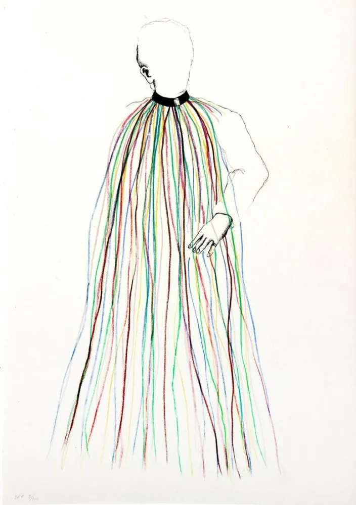 Lithografie Dine - Dorian Gray in Multi-Colored Vinyl Stripe Cape