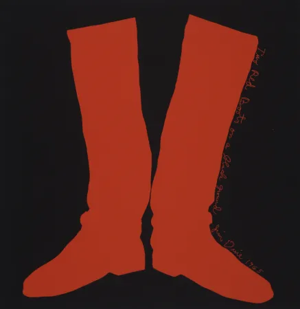 Zeefdruk Dine - Two Red Boots on a Black Ground, 1968
