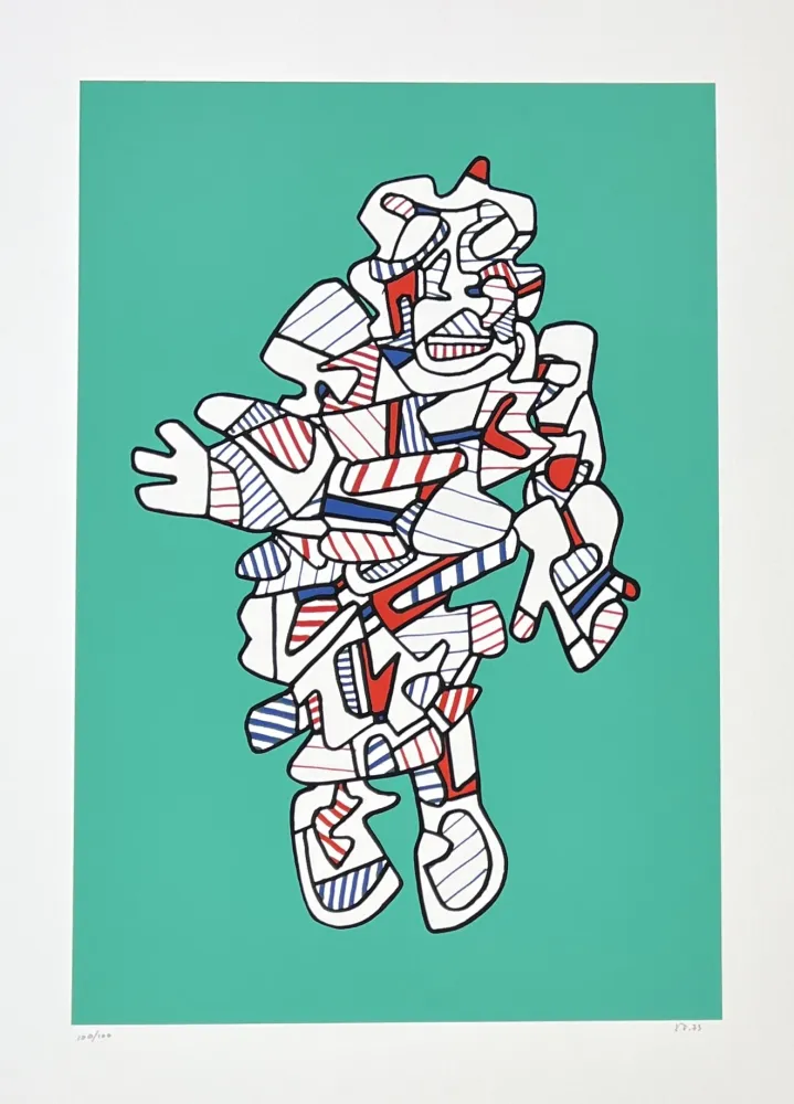 Zeefdruk Dubuffet - Protestator, from Présences fugaces series