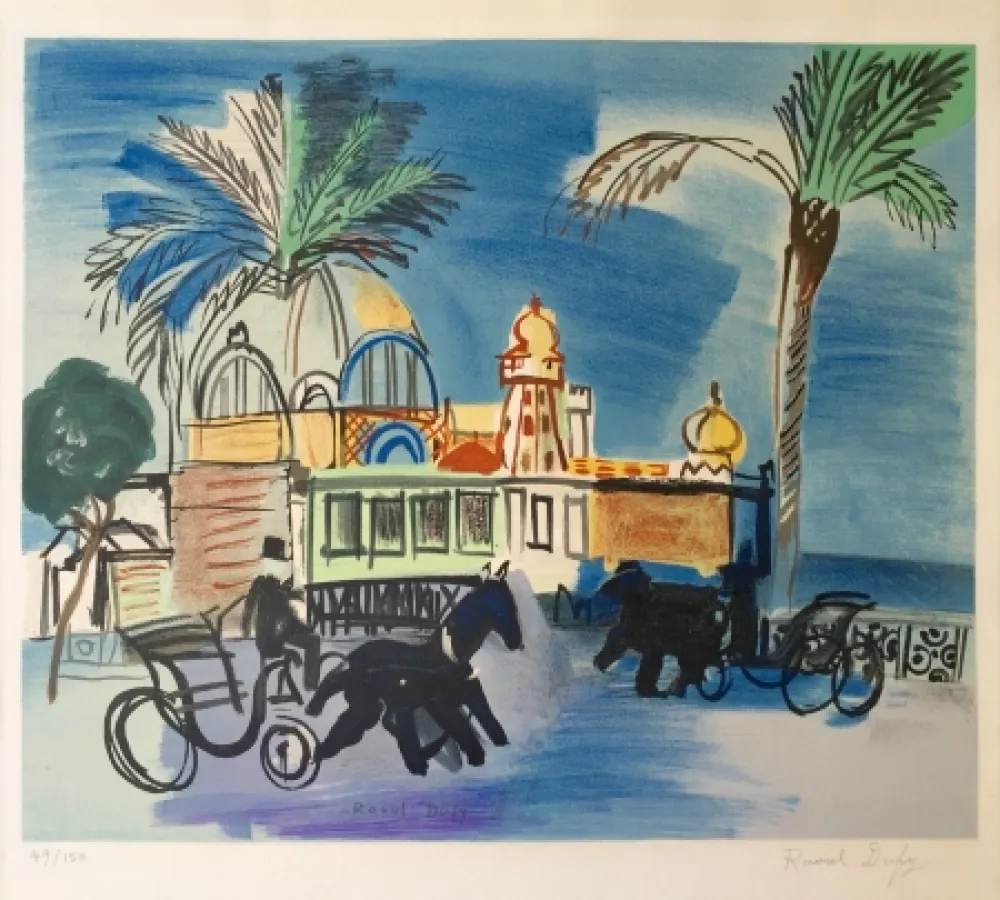 Lithografie Dufy - Nice - le Casino de la Jetée aux deux 
