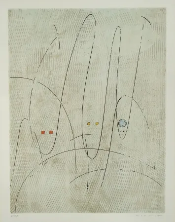 Ets En Aquatint Ernst - Les Requins ou Trois requins en quête d'une victime