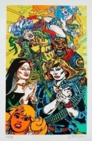 Lithografie Erro - Gun Lady