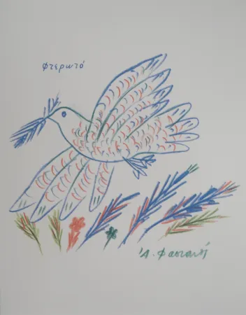 Lithografie Fassianos - Colombe de la Paix