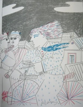 Lithografie Fassianos - Homme bleu