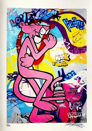 Lithografie Fat - Pink Panther Rock & Roll