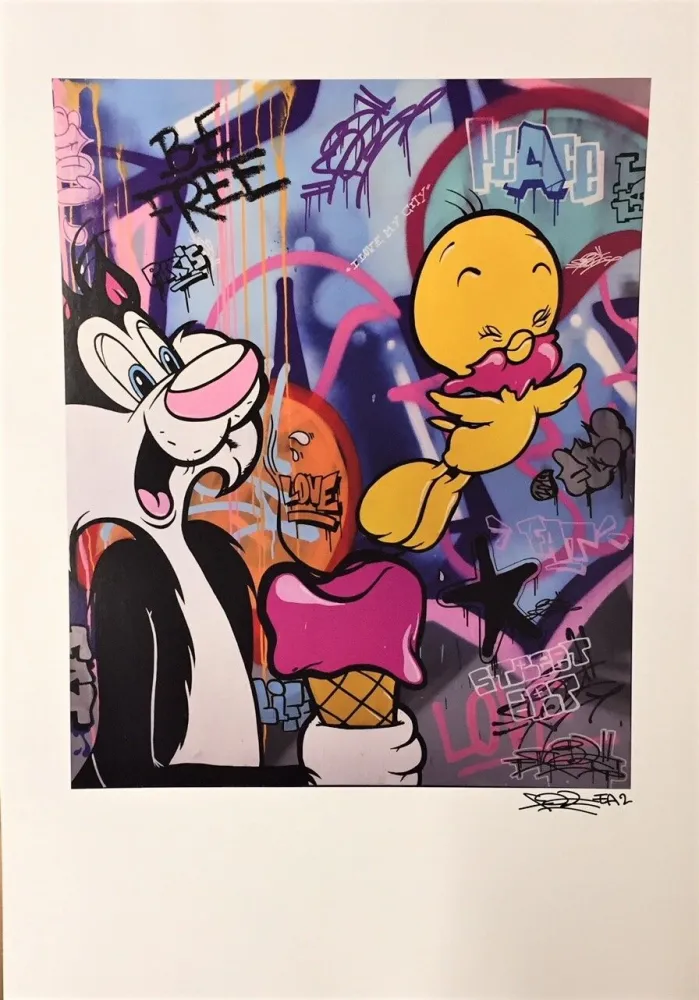 Digitale Print Fat - Tweety & Sylvester Print