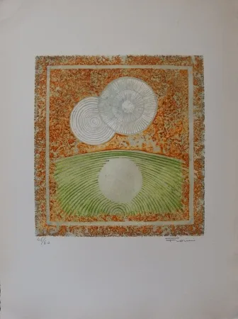 Ets En Aquatint Fiorini - Abstraction aux deux soleils