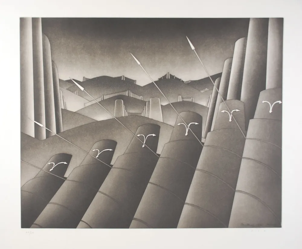 Ets En Aquatint Folon - La Menace I