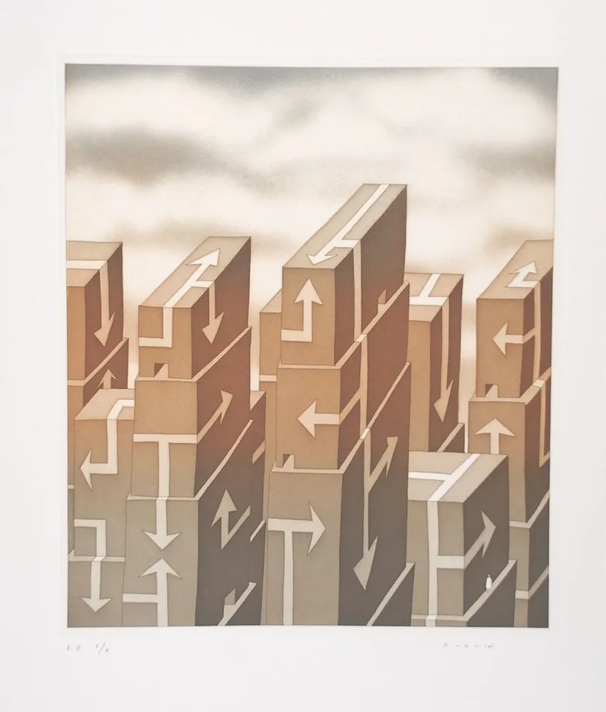 Ets En Aquatint Folon - Metropolis