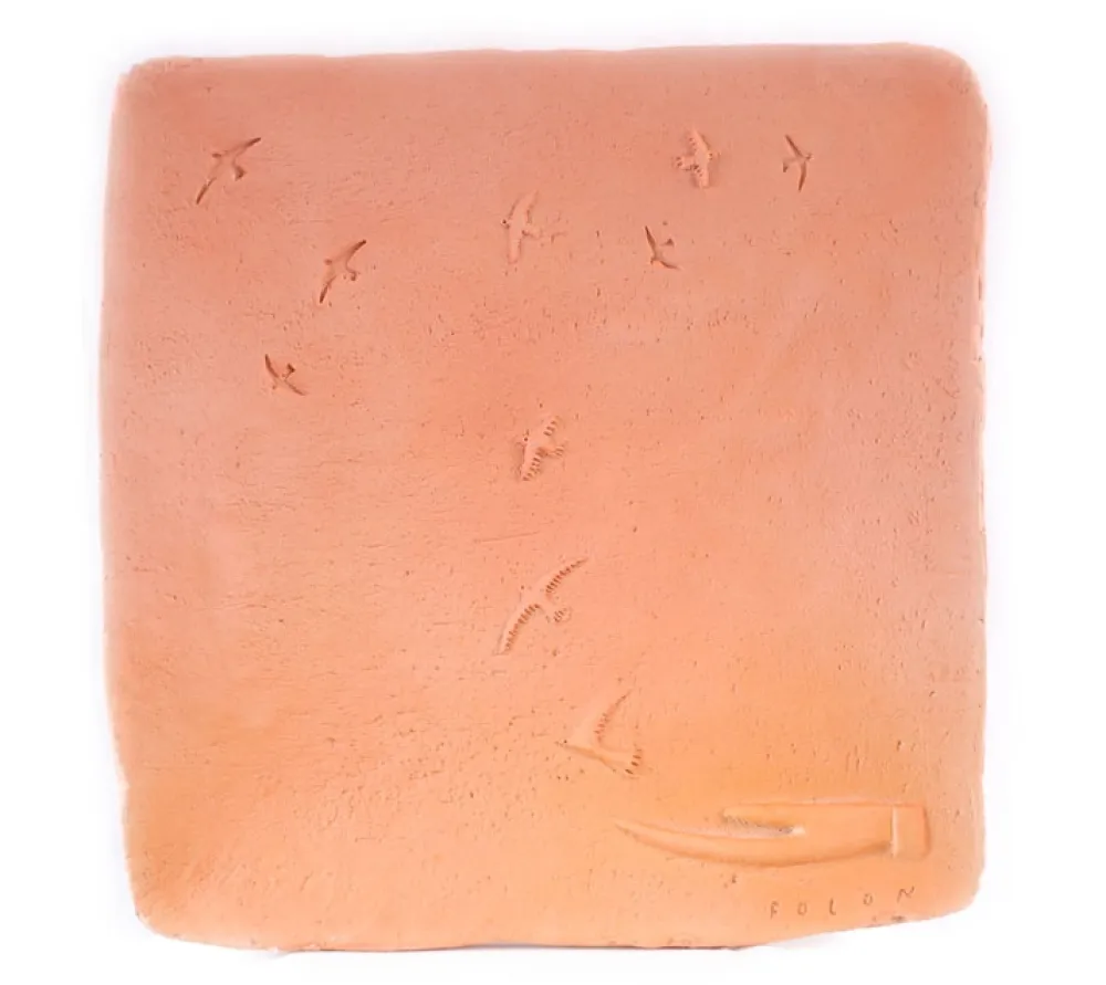 Keramiek Folon - Plate - take-off - L'envol