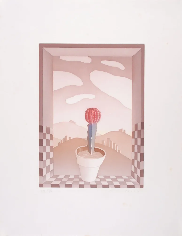 Ets En Aquatint Folon - Une Fleur