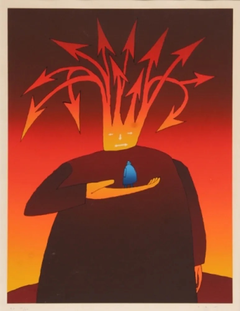 Zeefdruk Folon - Untitled 2