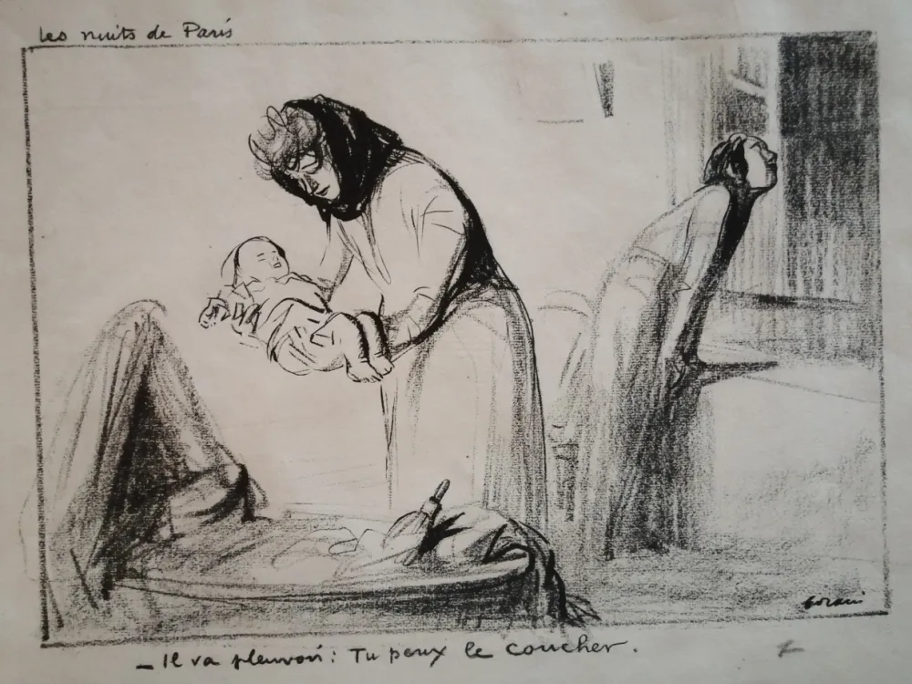 Lithografie Forain - Les Nuits de Paris: il va pleuvoir