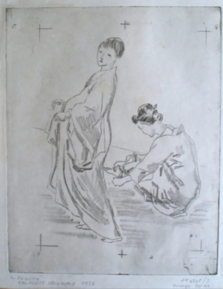 Gravure Foujita - Two woman