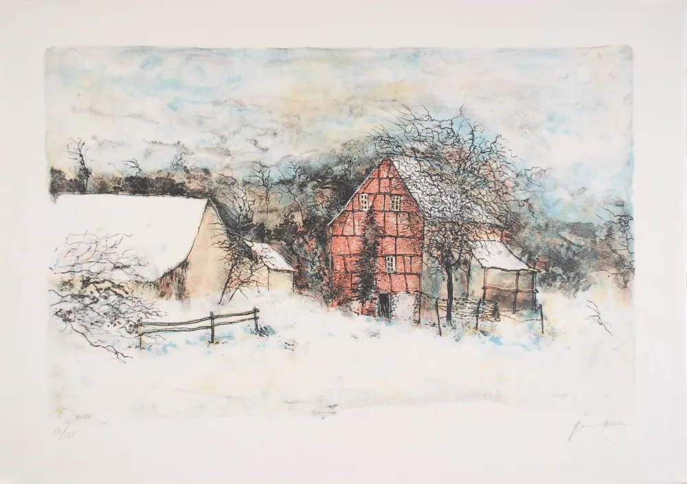 Lithografie Gantner - La ferme endormie
