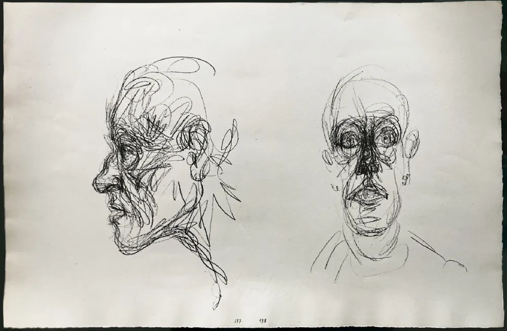 Lithografie Giacometti - Têtes (Double portrait). Lithographie originale (1960-1969)
