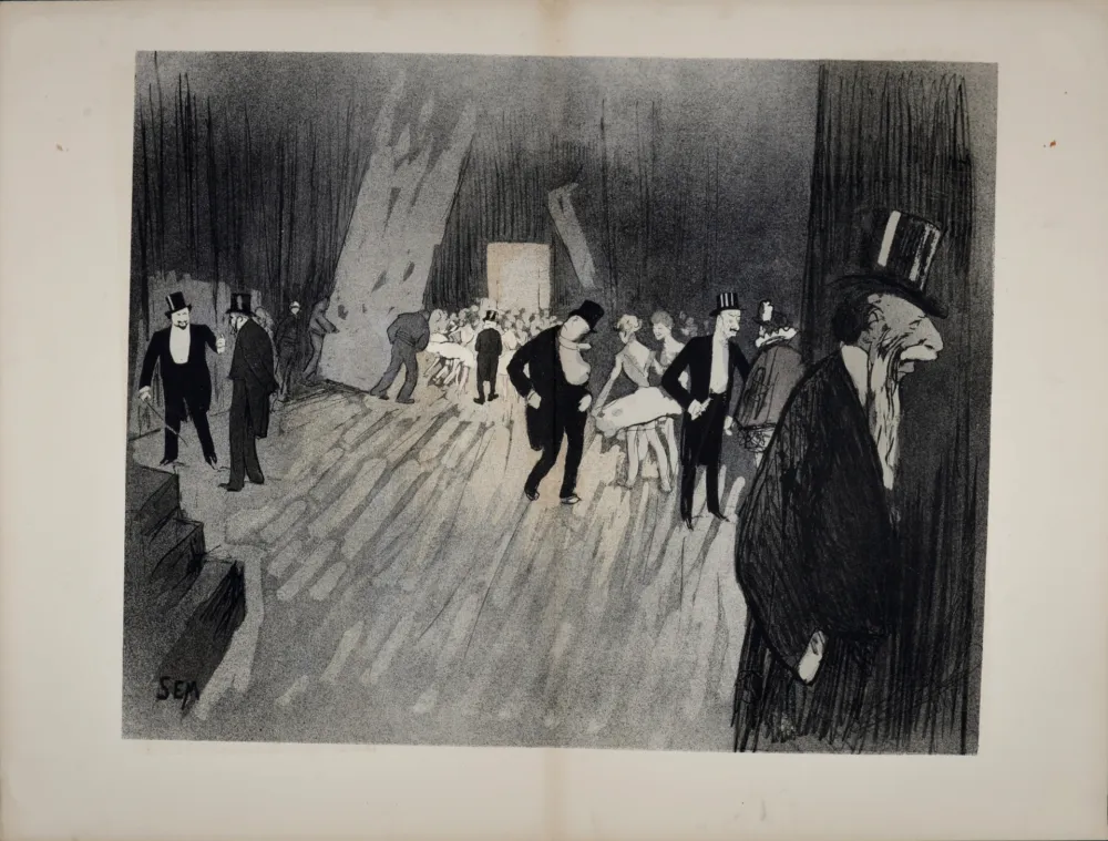 Lithografie Goursat - Les coulisses de l'opéra, 1901