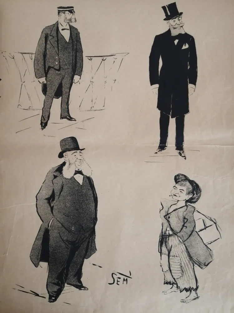 Lithografie Goursat - SEM - Caricature Album Marseillais