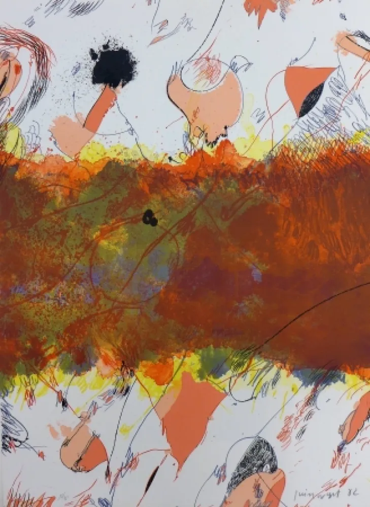 Lithografie Guinovart - Entre dues roses