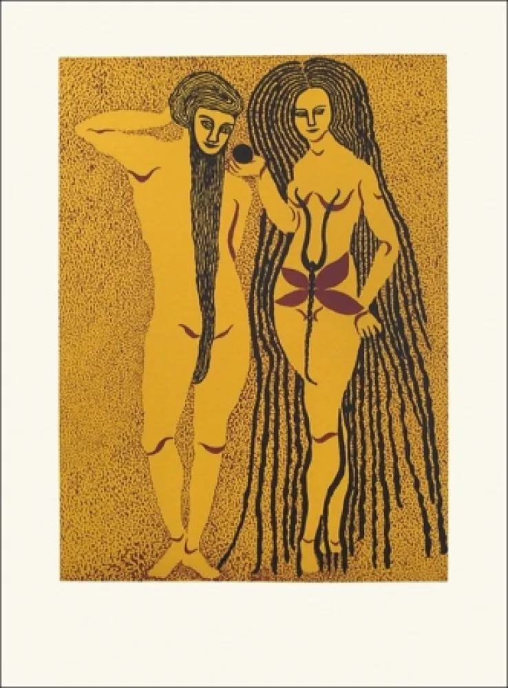 Lithografie Gurbuz - Adam et Eve