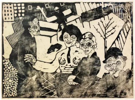 Houtsnede Hamerschlag - Im Hof (At the courtyard)