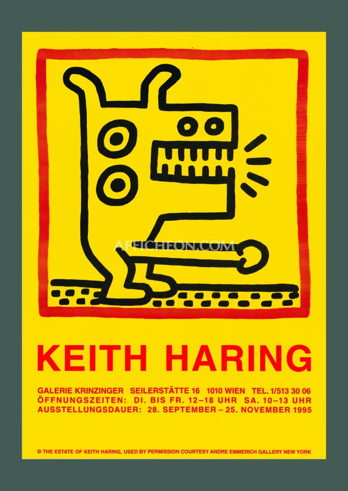 Lithografie Haring - Keith Haring: 'Untitled (Dog with..)' 1995 Offset-lithograph