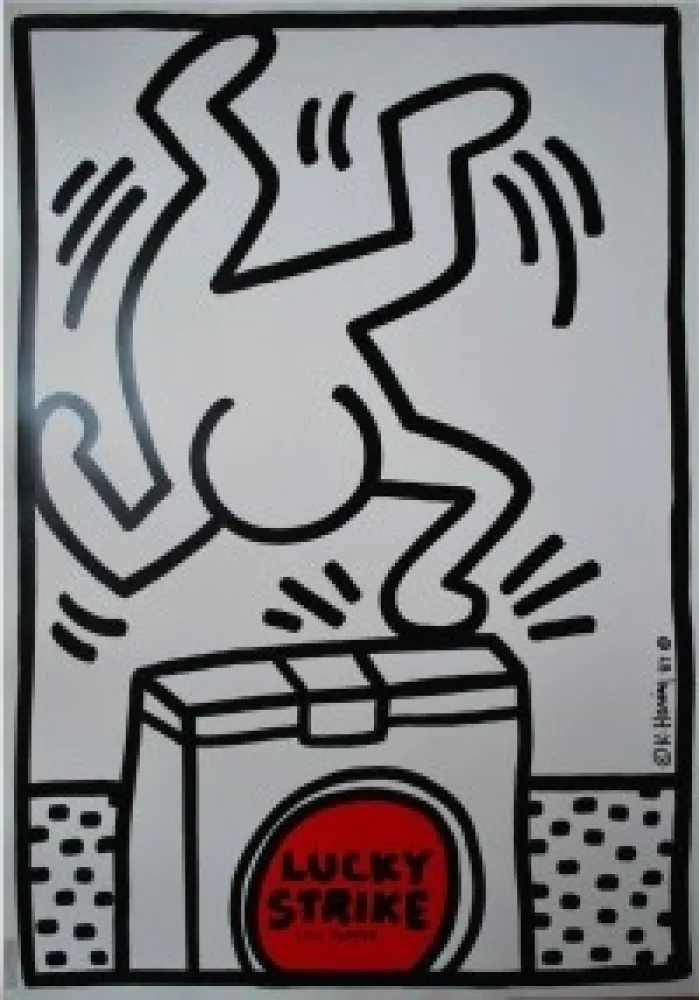 Zeefdruk Haring - Lucky Strike, 1987