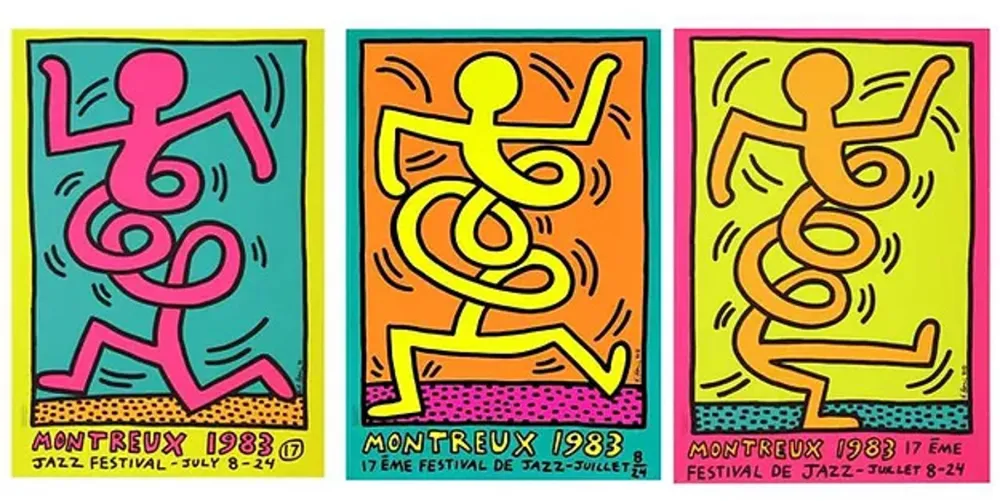 Zeefdruk Haring - Montreux Jazz Festival: Three Prints