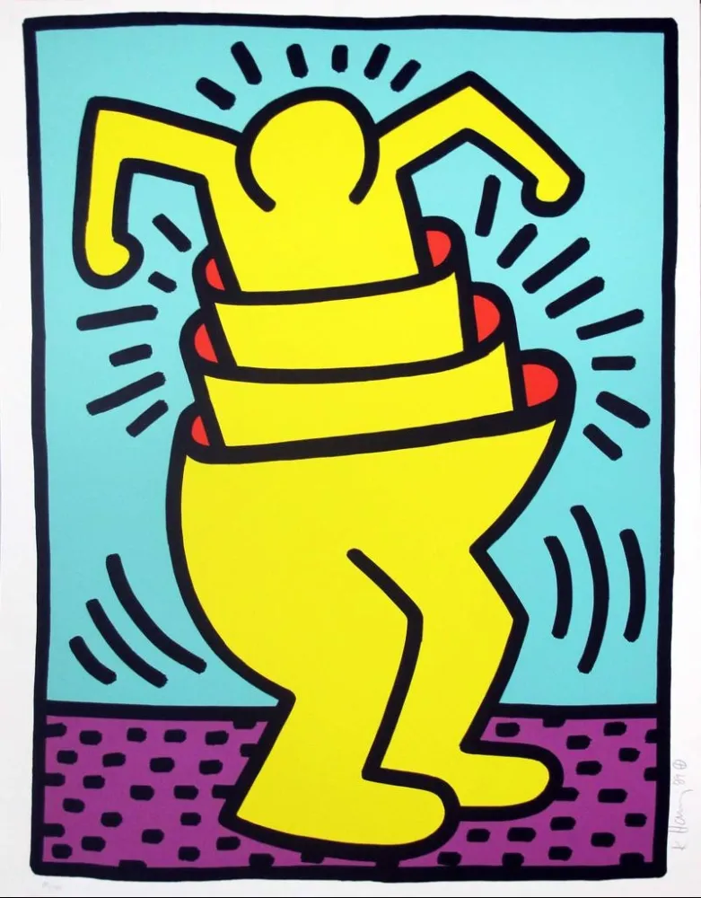 Zeefdruk Haring - Untitled (Cup Man)