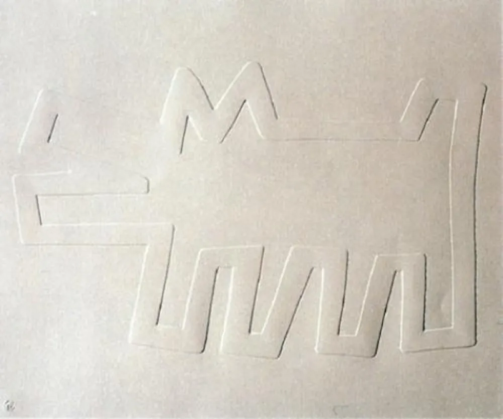 Zeefdruk Haring - White Icons: Barking Dog