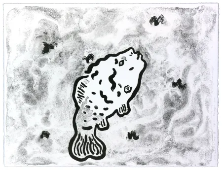 Lithografie Henin - Auportrait en carpe IX