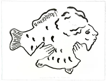 Lithografie Henin - Auportrait en carpe XVI