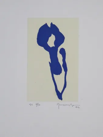 Aquatint Hernandez Pijuan - Iris blau IX / Blue Iris IX