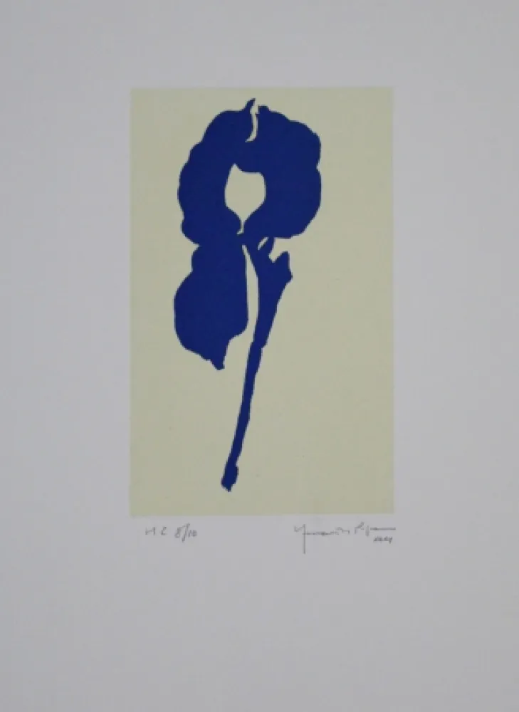 Aquatint Hernandez Pijuan - Iris blau VIII / Blue Iris VIII