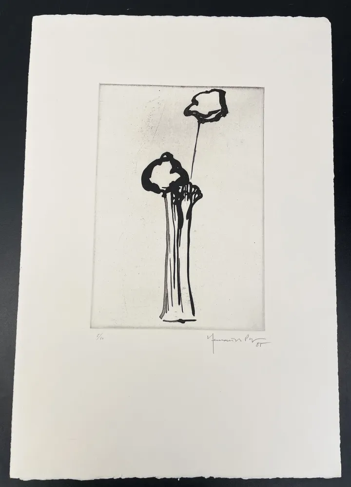 Ets En Aquatint Hernandez Pijuan - Untitled (Vase and Flower)