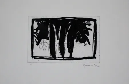 Ets En Aquatint Hernandez Pijuan - Xiprers al claustre / Cypresses in the Cloister