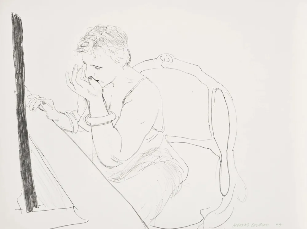 Lithografie Hockney - Celia Adjusting Her Eyelash (G.837)