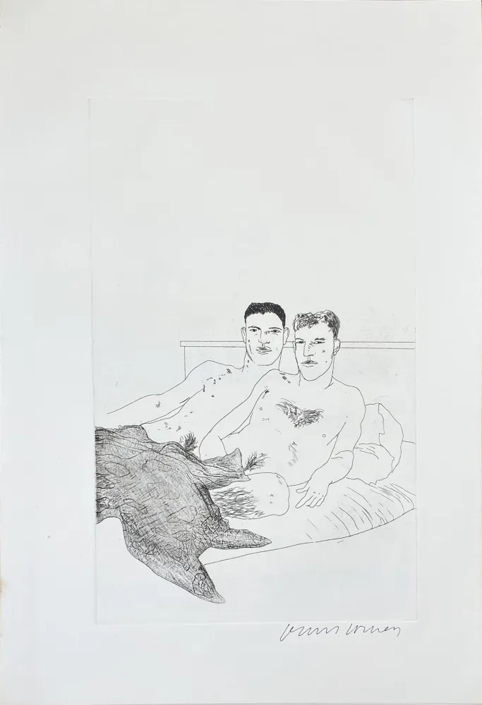 Ets En Aquatint Hockney - Illustrations for Fourteen Poems from C.P. Cavafy: The Beginning