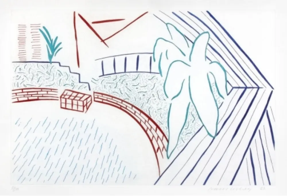 Aquatint Hockney - My pool and terrace