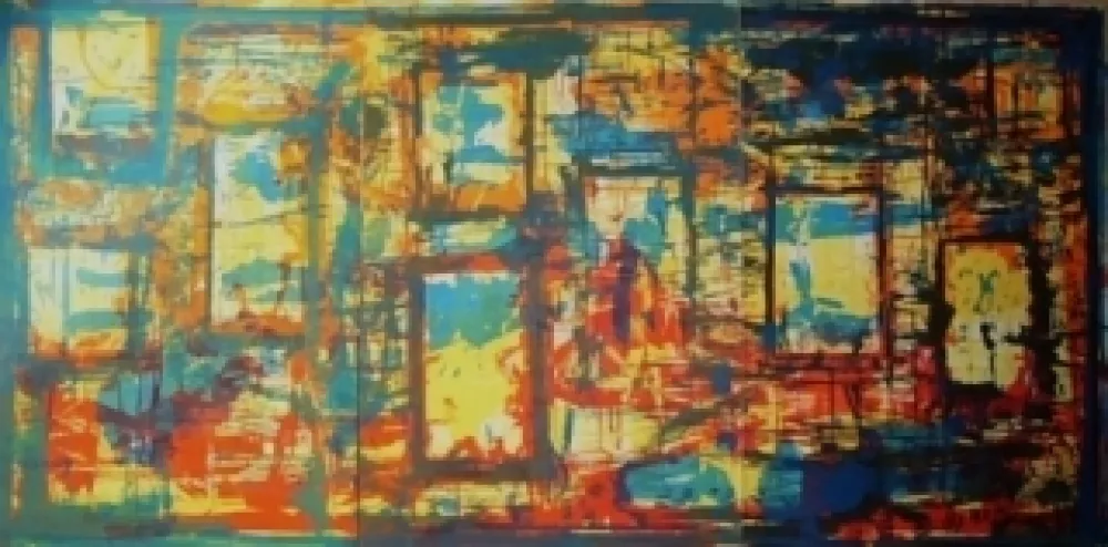 Lithografie Huftier - Fenêtre en Rajasthan