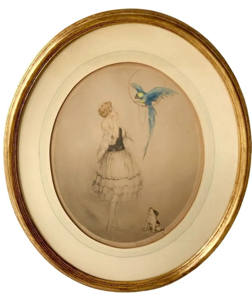 Ets En Aquatint Icart - Blue Parrot