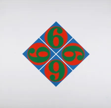 Zeefdruk Indiana - Four Sixes, 1969 - hand-signed