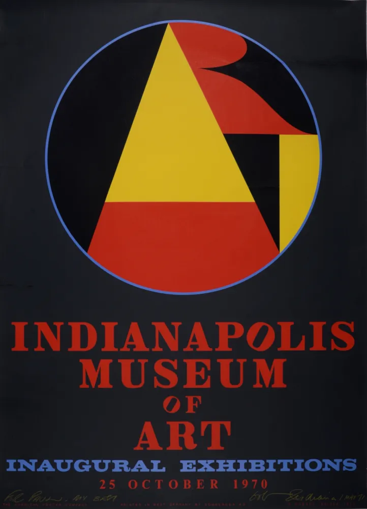 Zeefdruk Indiana - Indianapolis Museum of Art, Inaugural Exhibitions, 1970 - Hand-signed