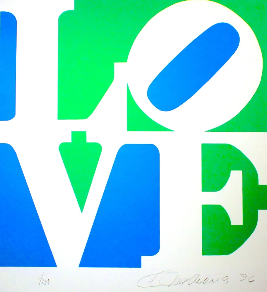 Lithografie Indiana - The Book of Love #8 (green/blue)