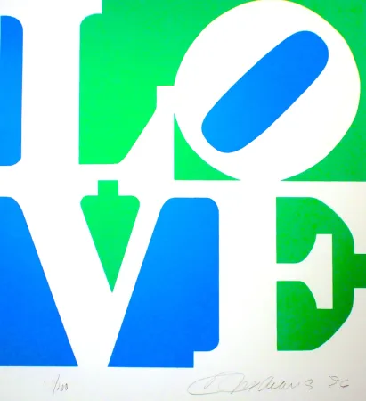 Lithografie Indiana - The Book of Love #8 (green/blue)