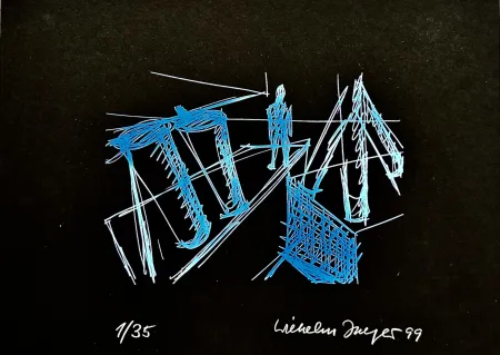 Zeefdruk Jaeger - Begegnungen Blau