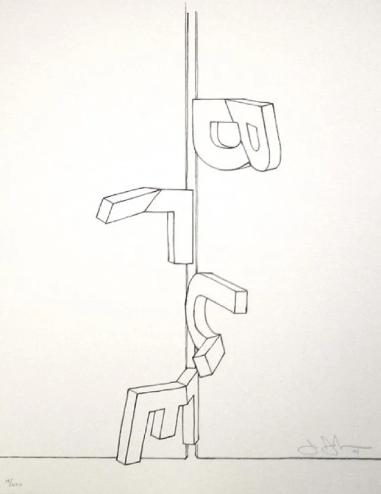 Lithografie Johns - Bent blue