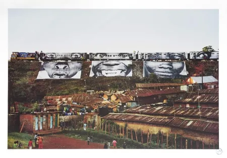 Lithografie Jr - Action in Kibera Slum, Train Passage 1, Kenya, 2009